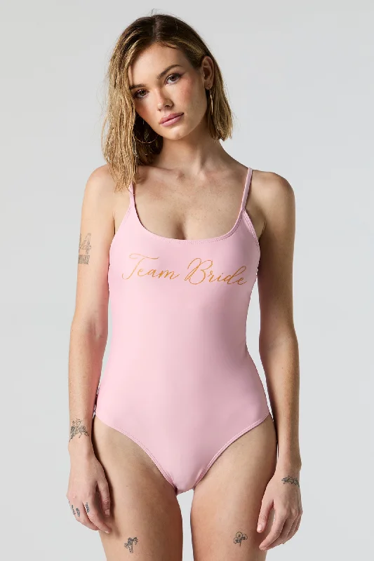 Team Bride Graphic One Piece Swimsuit