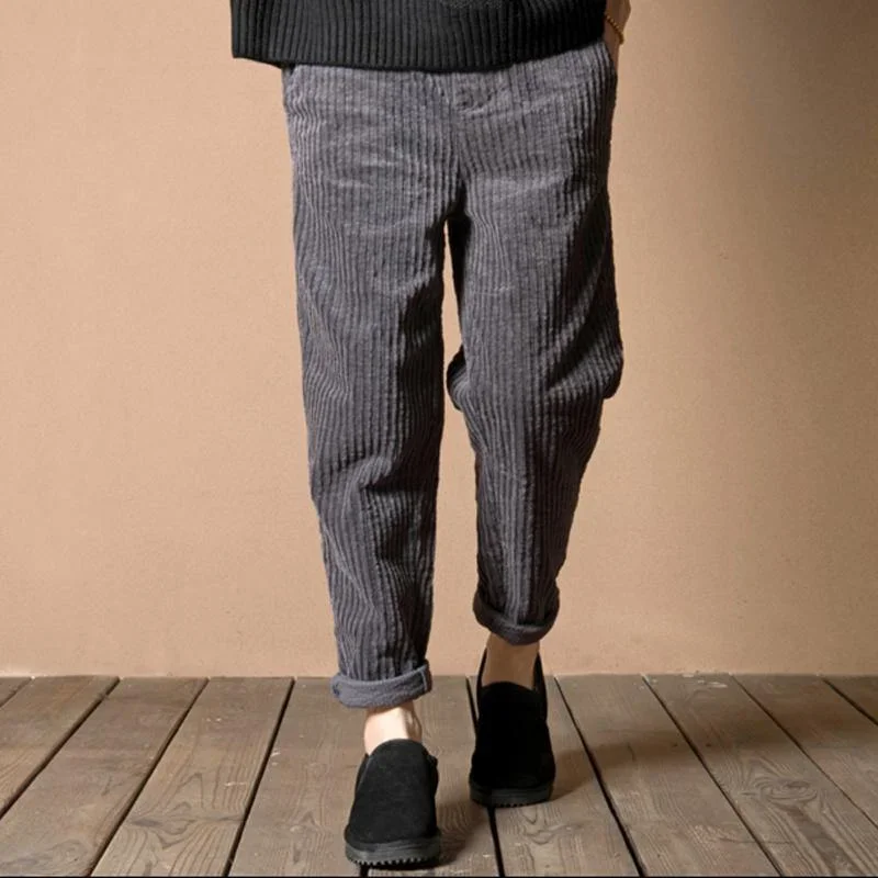 2024 corduroy gray pants causal style