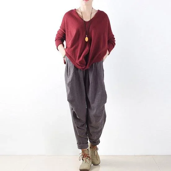 2024 gray new stylish harem pants oversize elastic waist pants