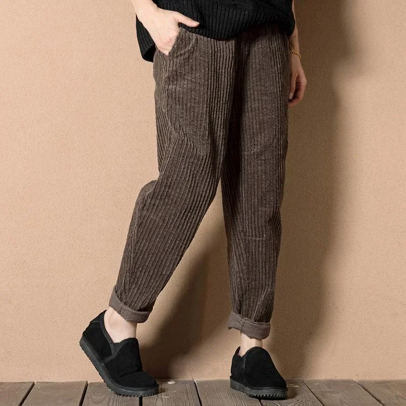 2024 spring Corduroy pants crop trousers in chocolate