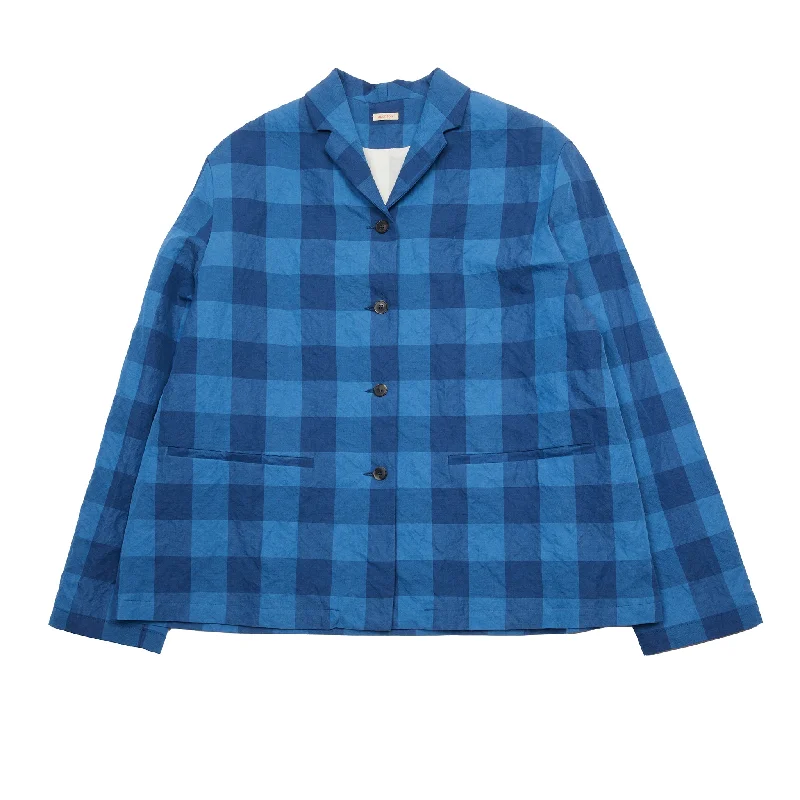 Apuntob Cotton/Linen Jacket in Denim Check