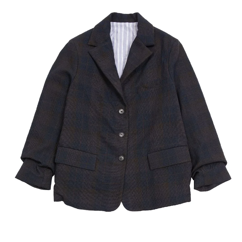 Bergfabel Women's Wool Farmer Jacket in Navy Check