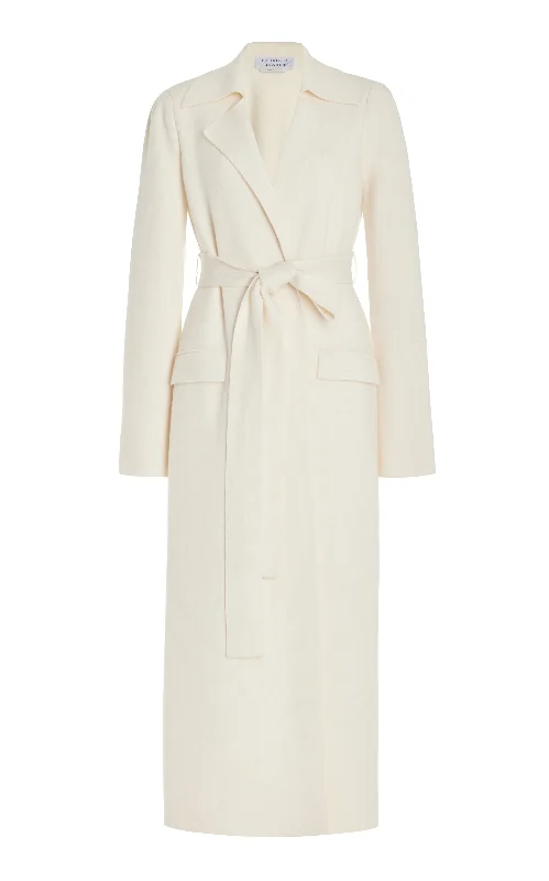 Evan Knit Trench Coat in Ivory Wool