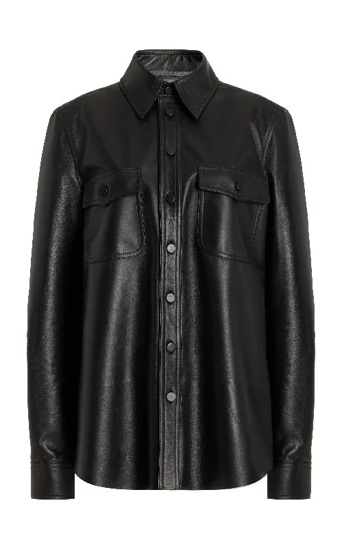 John Austin Overshirt in Black Nappa Leather