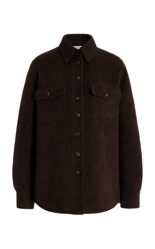 John Austin Overshirt in Chocolate Double-Face Recycled Cashmere Felt