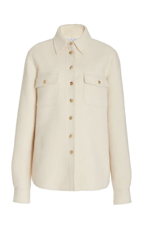 John Austin Overshirt in Ivory Double-Face Recycled Cashmere Felt