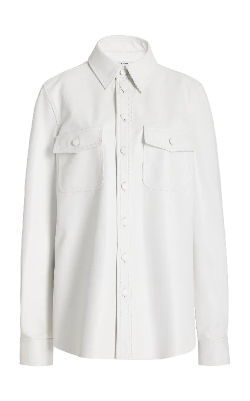 John Austin Overshirt in White Nappa Leather