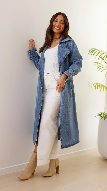 Lui Denim Trench Coat - Denim