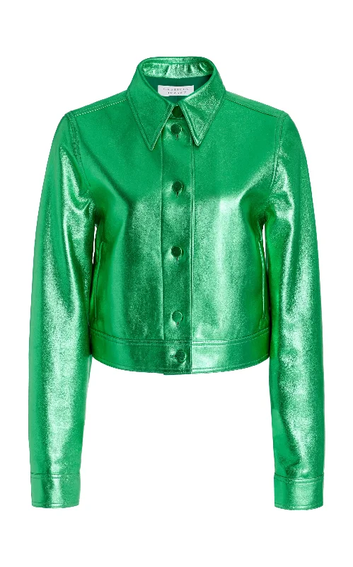 Thereza Jacket in Variseite Green Metallic Nappa Leather