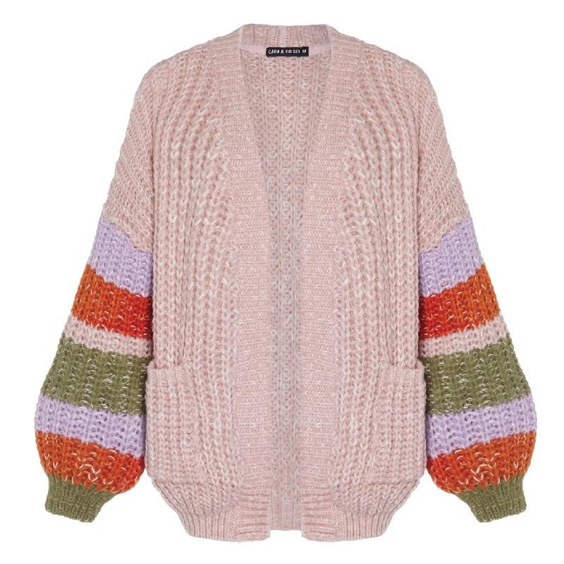 Allie Chunky Stripe Cardigan Blush