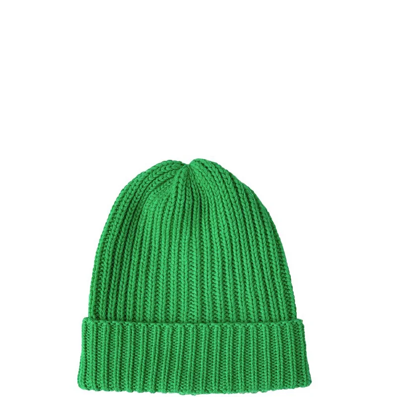 RIBBED CASHMERE BEANIE IN GREEN