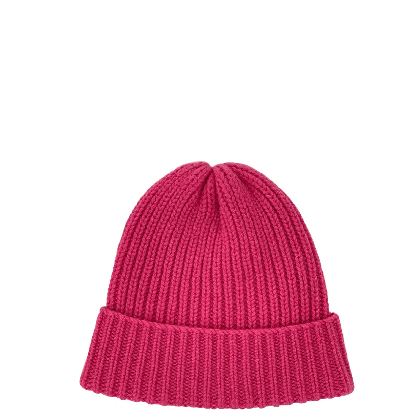 RIBBED CASHMERE BEANIE IN PINK