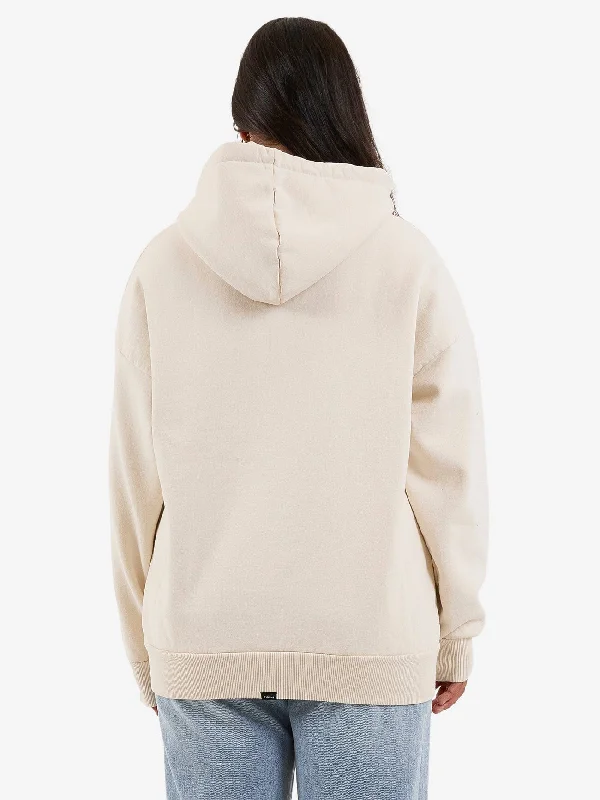 Dark Lily Fleece Hood - Heritage White