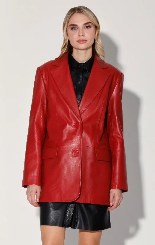 Kira Blazer, Red - Leather