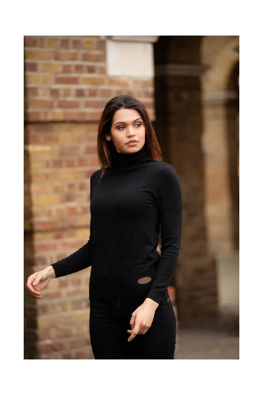 Merino Wool Roll Neck Black Jumper