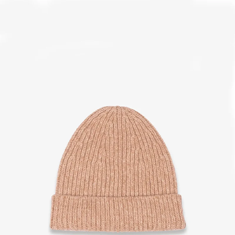 RIBBED CASHMERE BEANIE ""QARA"" IN HONEYCOMB