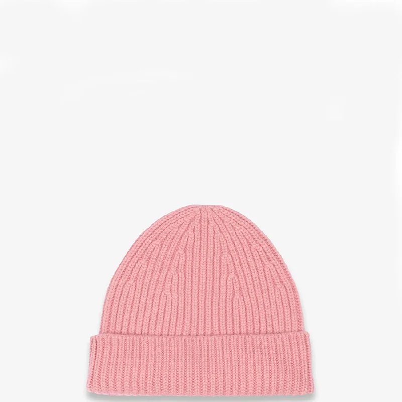 RIBBED CASHMERE BEANIE ""QARA"" IN PINK