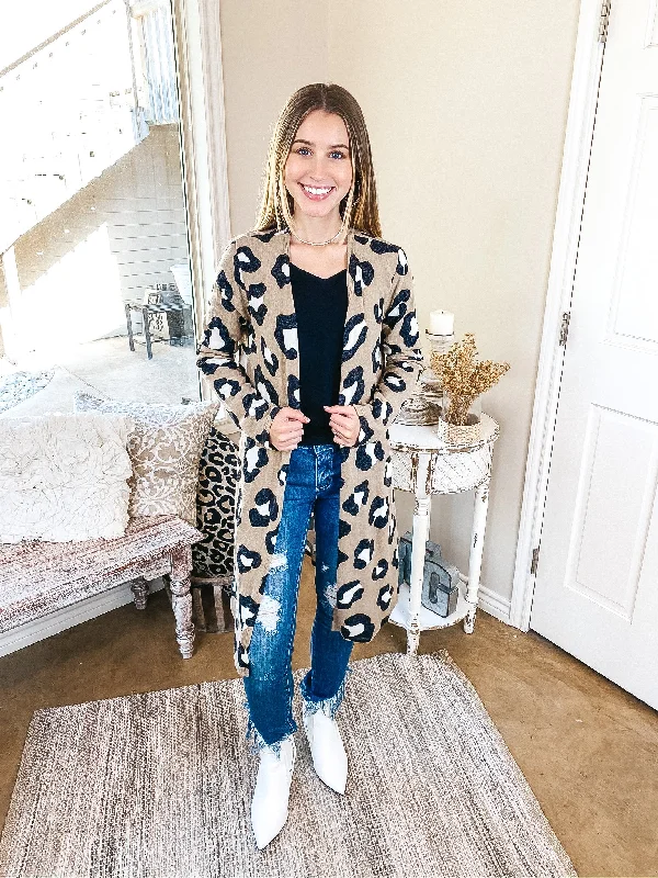 Keeping The Pace Large Leopard Print Cardigan in Taupe