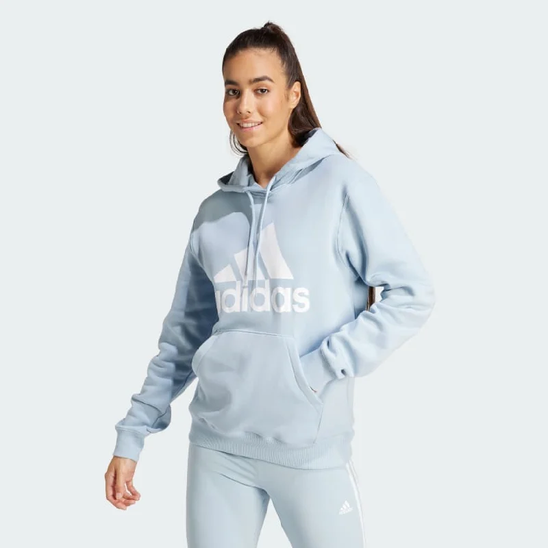 ADIDAS WOMEN'S BIG LOGO FLEECE BLUE HOODIE