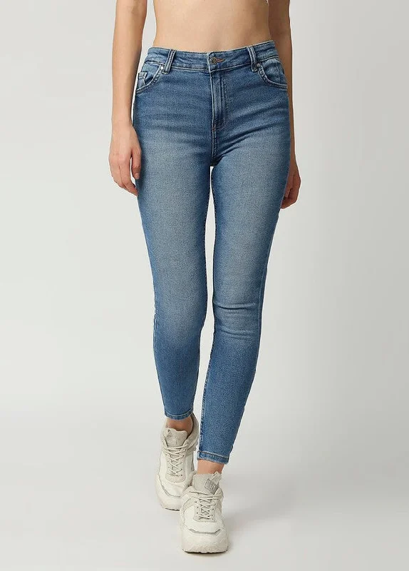 Mid Blue Ibiza HighWaist Basic Skinny Fit Jeans