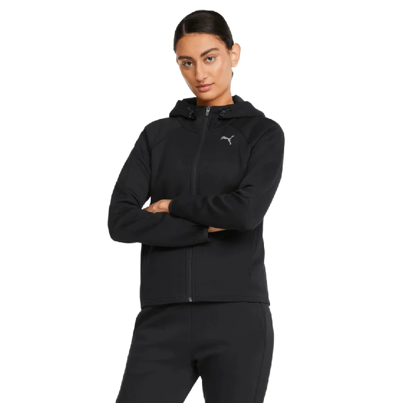 PUMA WOMEN'S EVOSTRIPE FULL-ZIP BLACK HOODIE