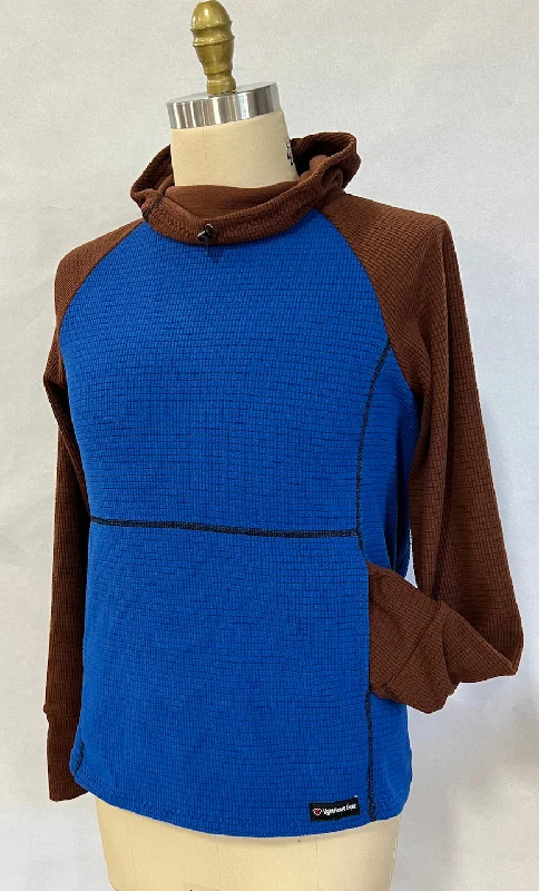 Women's Fleece Hoodie -  Blue w/ Brown sleeves & hood