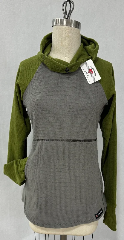 Women's Fleece Hoodie -  Gray w/ Olive sleeves and hood