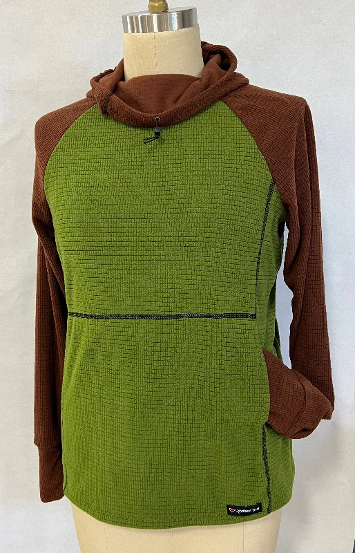 Women's Fleece Hoodie -  Green w/ Brown sleeves & hood