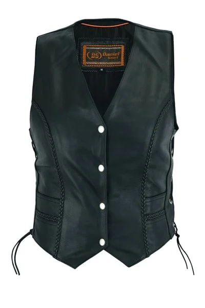 Ladies' Braided Genuine Leather Motorcycle Vest