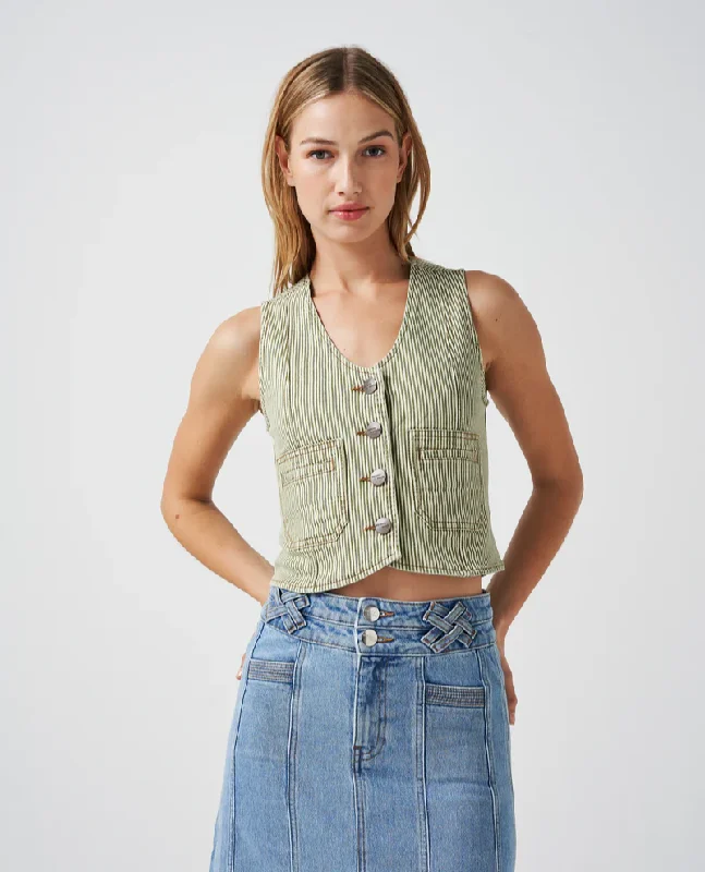 Seventy + Mochi Bea Khaki Stripe Waistcoat