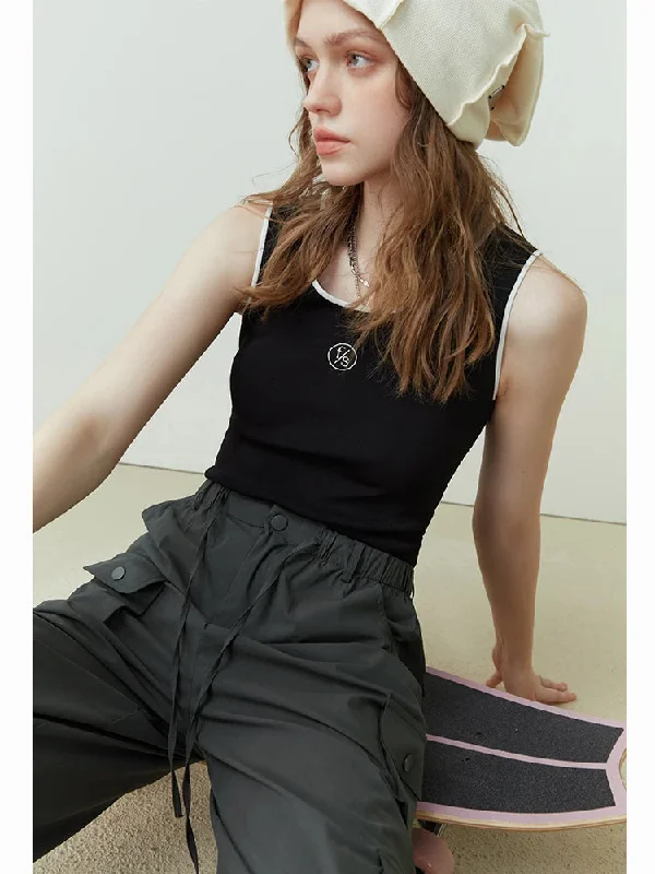 Simple Spring Sleeveless Knitted Vest Women FSLE Sports Wind Tank Top