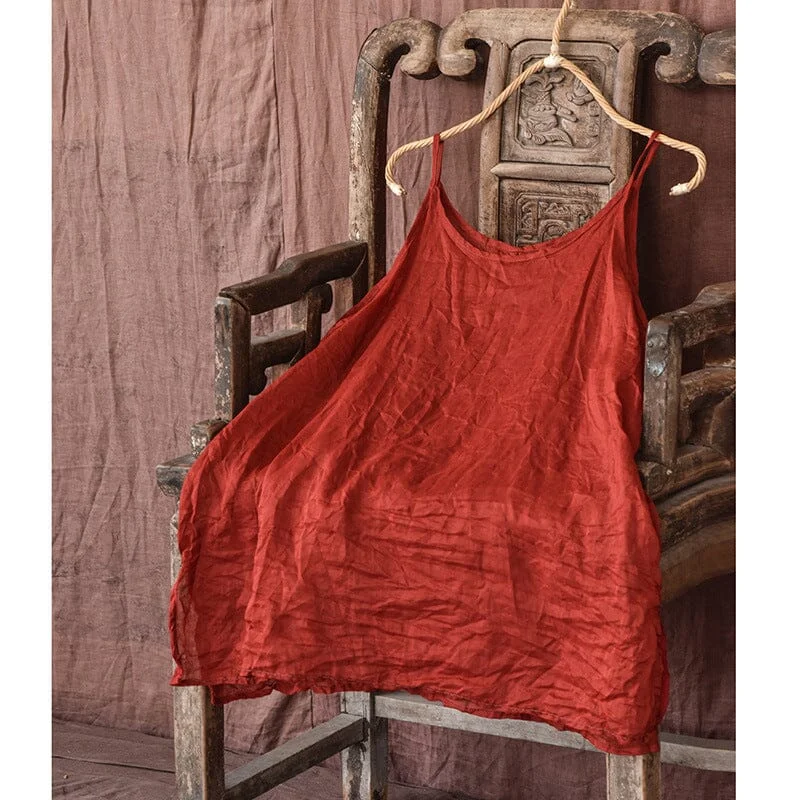 Summer Loose Linen Pleated Retro Vest