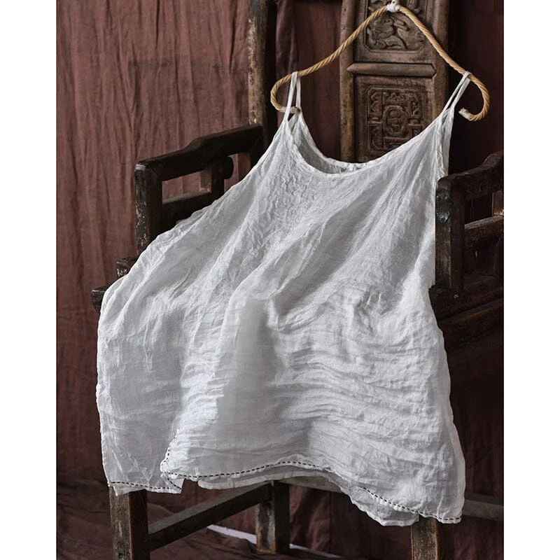 Women Summer Loose Retro Linen Vest