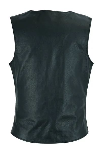 Women's 3/4 Long Body Motorcycle Vest with Plain Sides