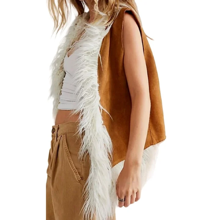 Women's Brown Suede Leather Indigo River Fur Vest