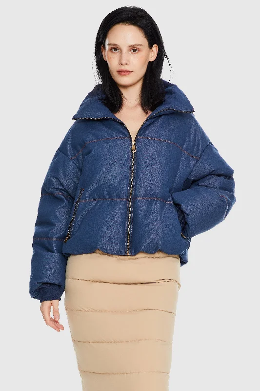 Puff-O O-Lab Cropped Denim Puffer Jacket