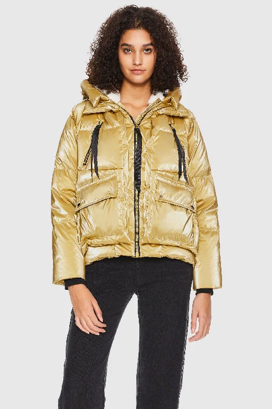 092 Cosmos Cropped Metallic Down Jacket