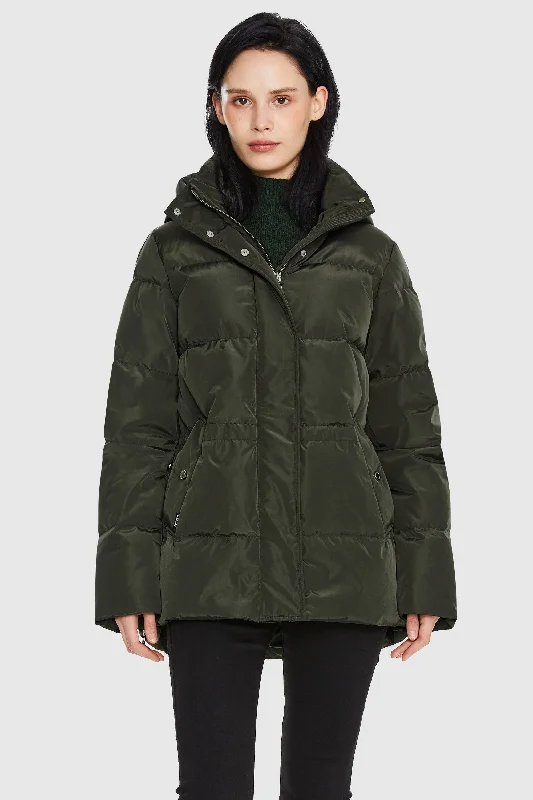 Mid-Length Hooded Down Jacket