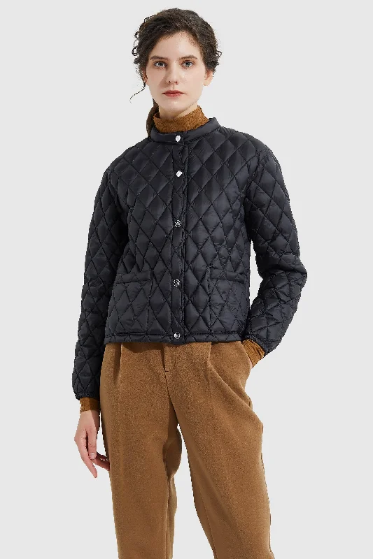 Short Diamond Quilted Down Coat