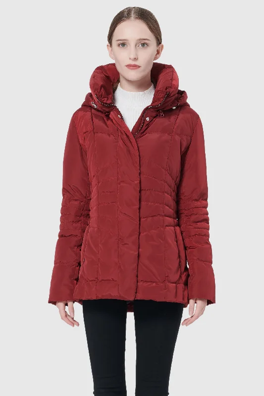 Short Down Coat with Removable Hood