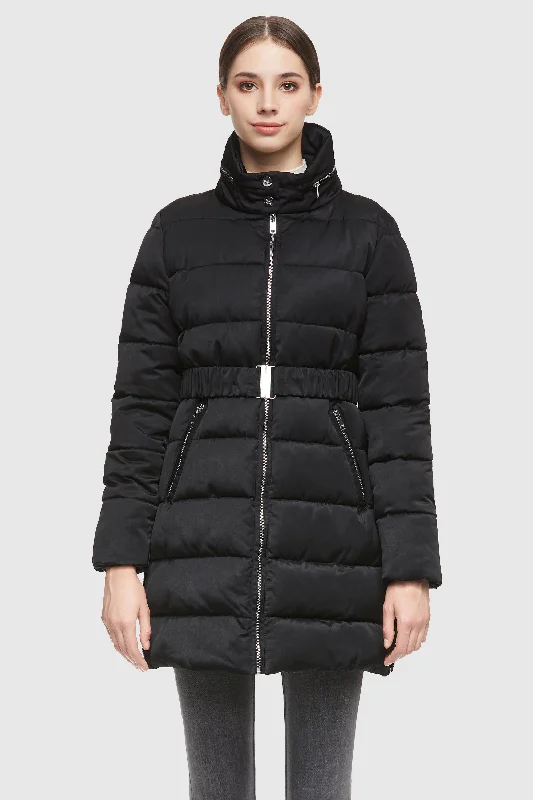 Stand Collar Down Jacket With Belted