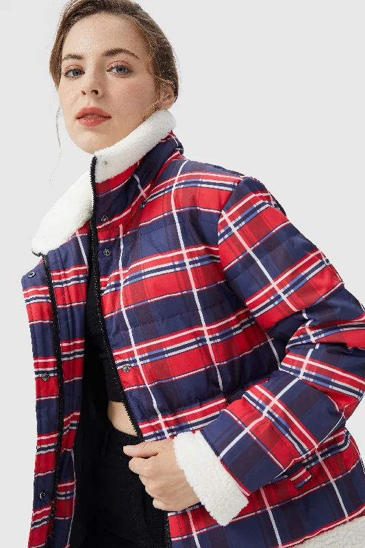 Thickened Plaid Print Down Jacket