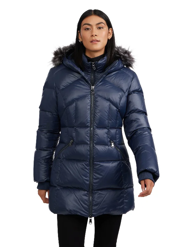 Ares Women's Puffer Jacket w/Faux Fur Trim