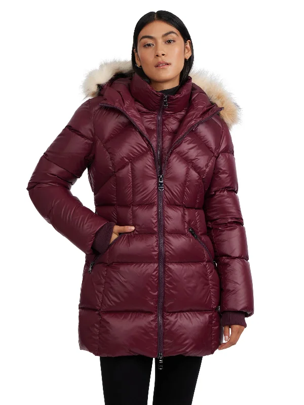 Ares Women's Puffer Jacket w/Faux Fur Trim