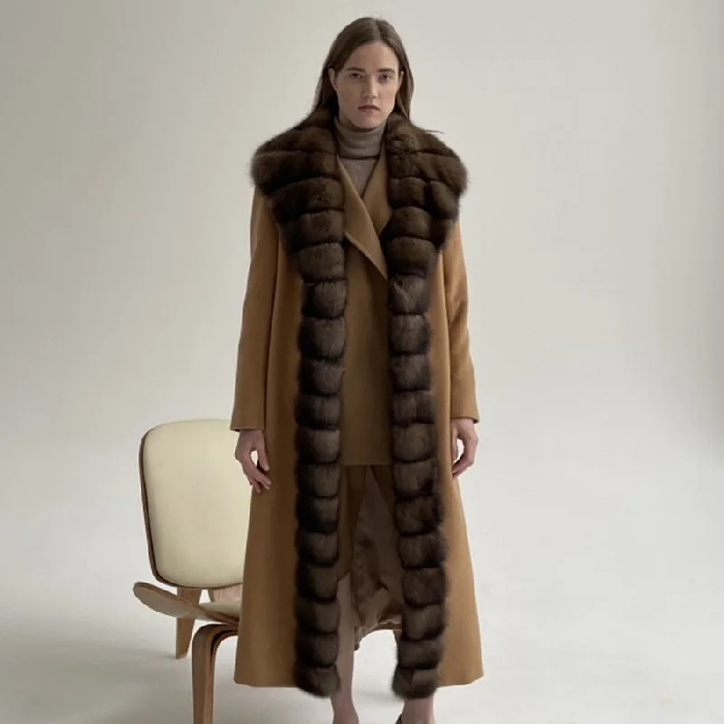 Cashmere Wool Coat Real Fur X-Long Coat