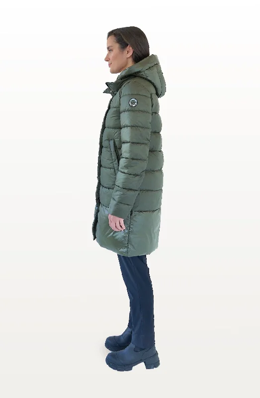 CHEPSTOW long dark olive green puffer jacket