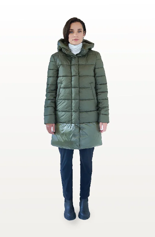 CHEPSTOW long dark olive green puffer jacket