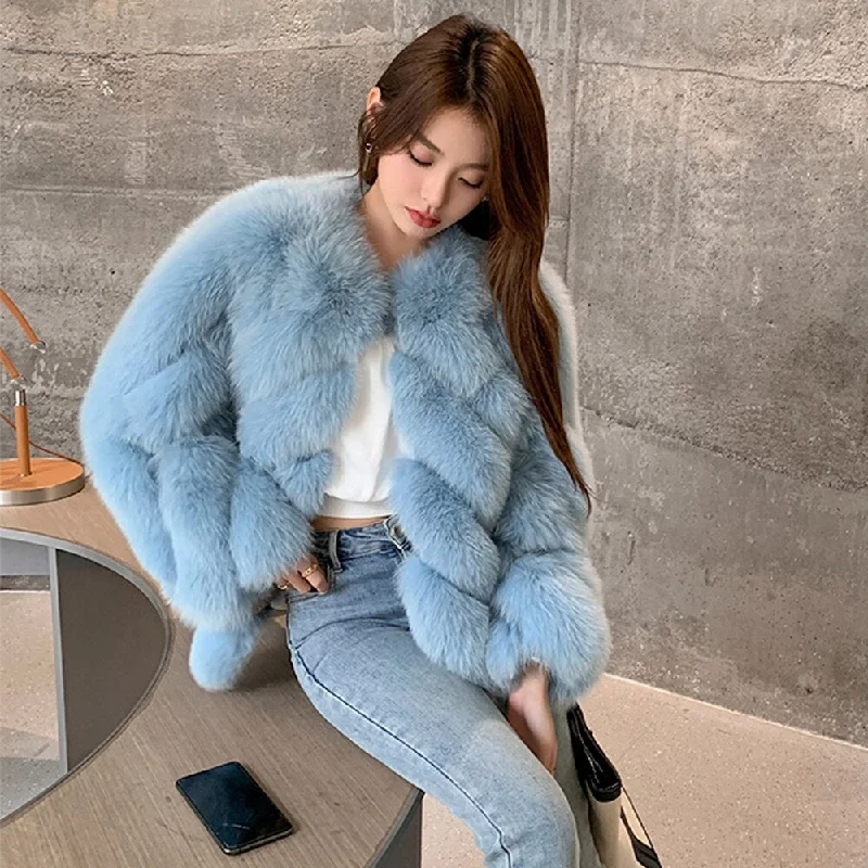 Luxury Pattern Real Fur Coats