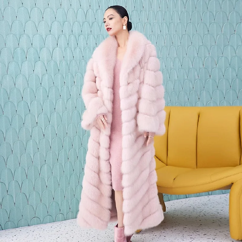 Pattern X-Long Real Fur Coat