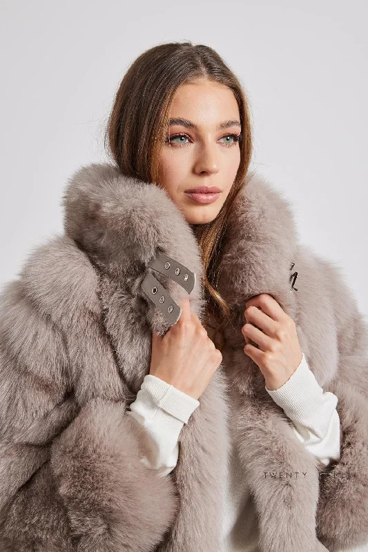 Portia Fox Fur Coat with Collar